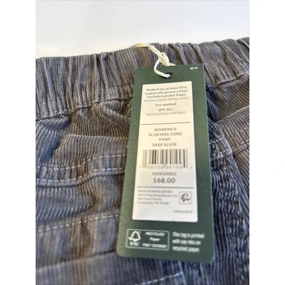 Alpine Design Pants Womens Small Deep Slate Gray Corduroy Hike Drawstring Ankle - Picture 7 of 8